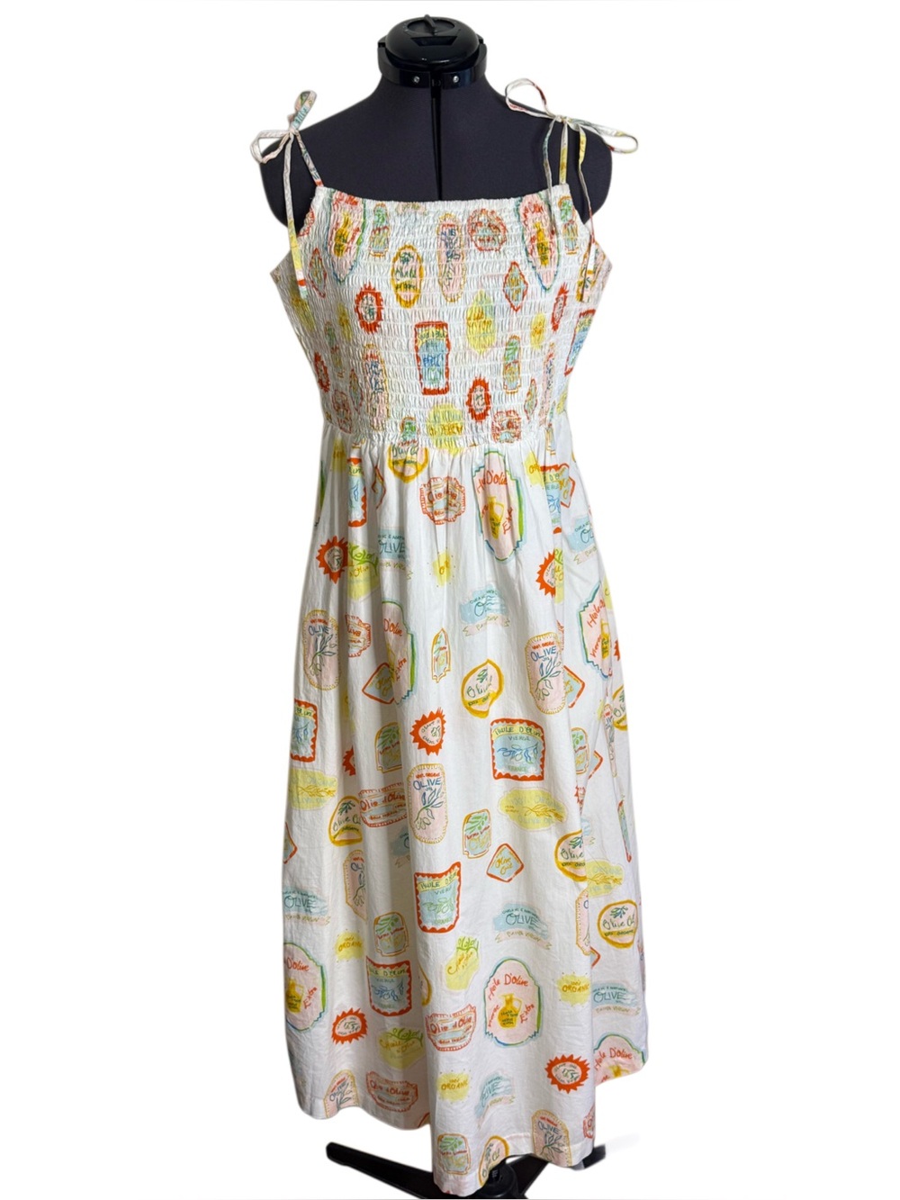 Cynthia Rowley Amalfi Olive Oil Spaghetti Strap Maxi Cotton Sundress